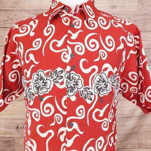 PINEAPPLE CONNECTION RED AZTEC FLORAL HAWAIIAN BUTTON UP SHIRT MENS SIZE XL